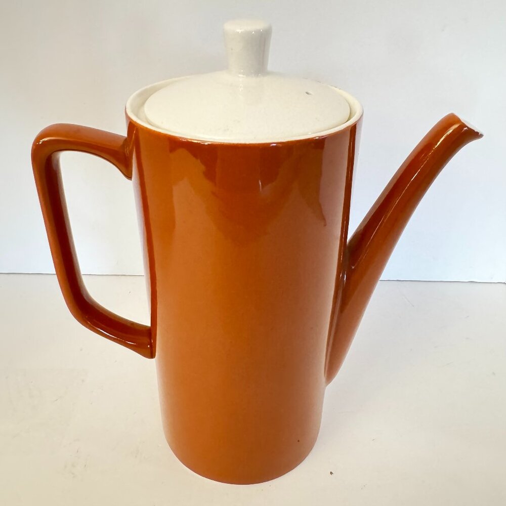 Style House Japan Ironstone Monterrey Brown Coffee Teapot Tall Pitcher Lid Vtg